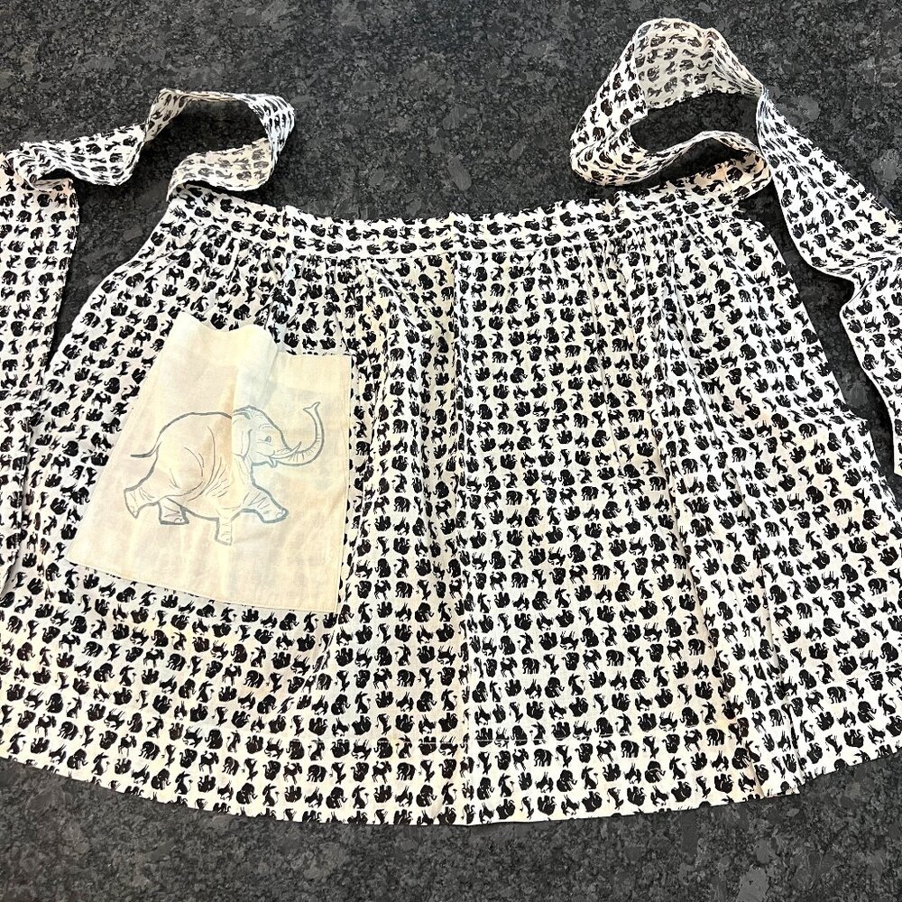 Vintage MCM Republican GOP Hostess Apron 50's 60's Elephant/Donkey Political